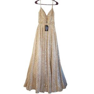 NWT La Femme Very Formal Sequinned Gown Prom, Formal Lined Sz 2 Mother of Bride
